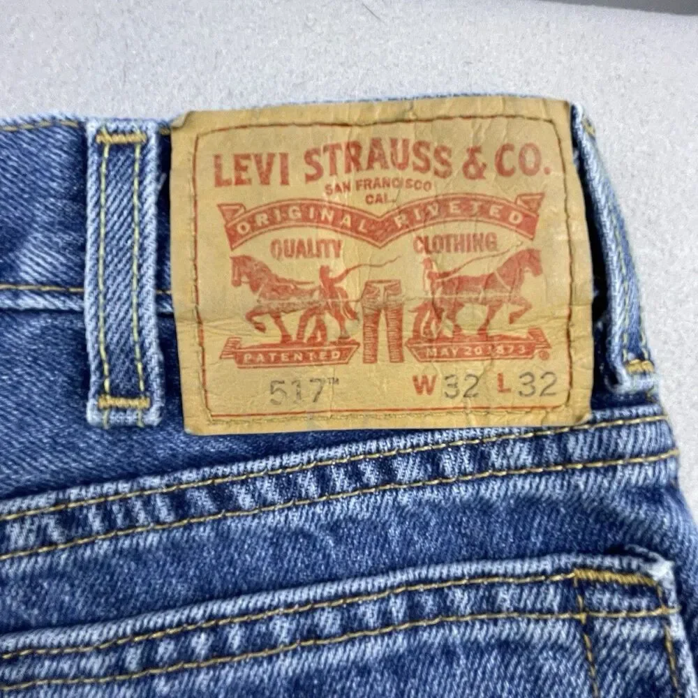 Levi's 517 Bootcut Jeans Men's 32x32 Blue Denim Cotton Western Workwear